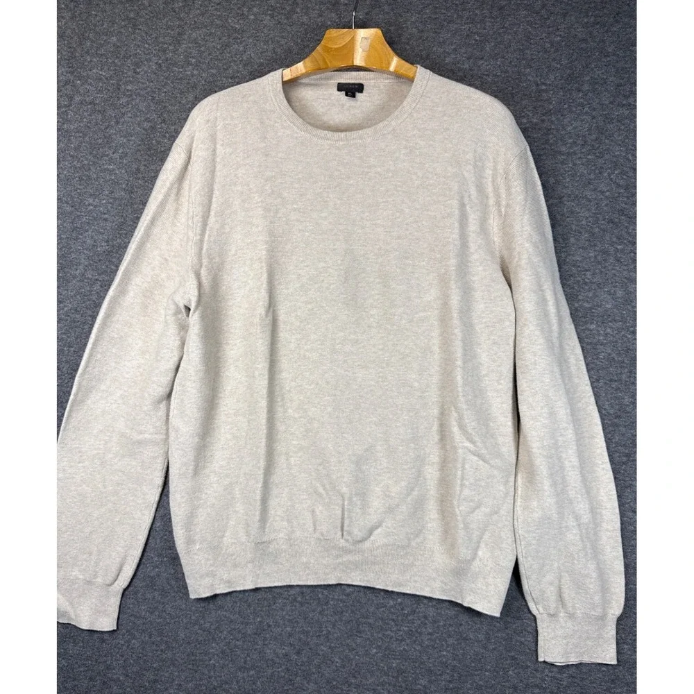 J Crew Cotton Crewneck‎ Sweater Tee Pullover Beige Mens Size XL Academia Travel